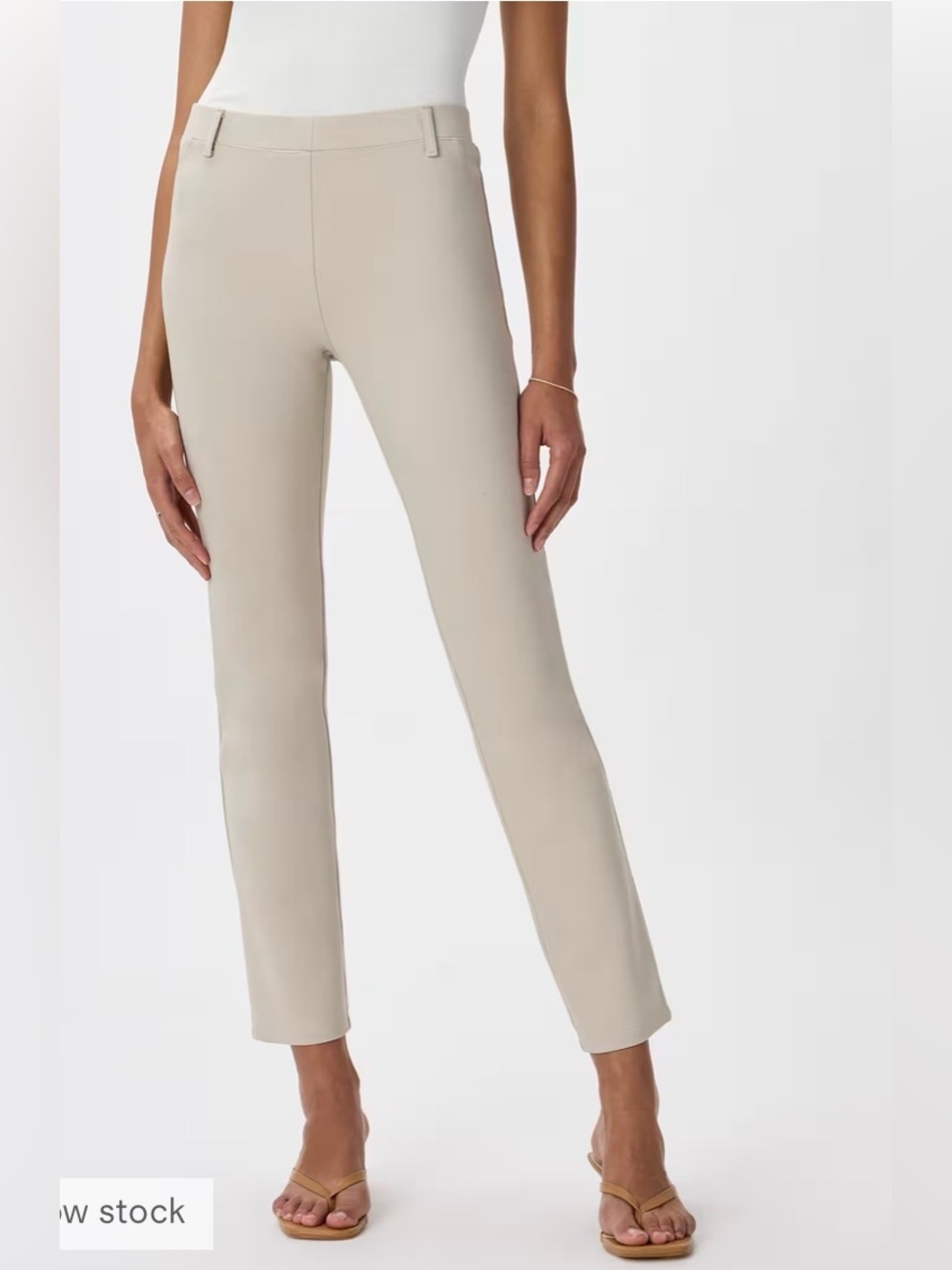 Quince Ultra-Stretch Ponte Straight Leg Pants Ecru Petite Small Pull-On Career